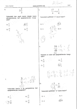 Kesirler Testinin &Ccedil;&ouml;z&uuml;m&uuml; 2. sayfa