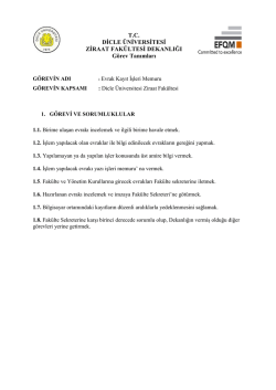 T.C. DİCLE &Uuml;NİVERSİTESİ ZİRAAT FAK&Uuml;LTESİ DEKANLIĞI G&ouml;rev