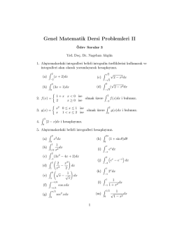 Genel Matematik Dersi Problemleri II