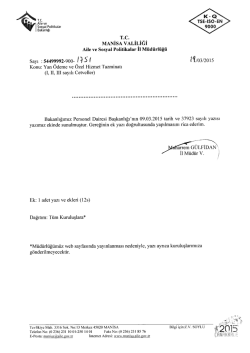 T.c. _ - Manisa Aile ve Sosyal Politikalar İl M&uuml;d&uuml;rl&uuml;ğ&uuml;