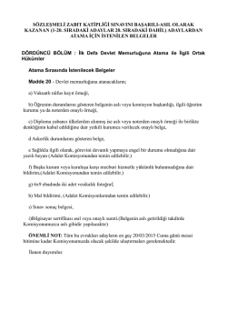 Atama i&ccedil;in istenilen belgeler