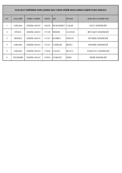Ek :Adli Yargı H&acirc;kim Adaylarına İlişkin Kura Sonu&ccedil; Listesi