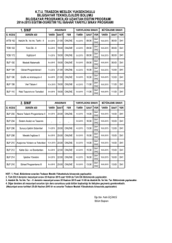 2014-2015 Eğitim-&Ouml;ğretim Bahar Yarıyılı Sınav Programı