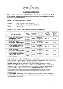 KANTİN İHALESİ ŞARTNAMESİ - Kozluk İl&ccedil;e Milli Eğitim M&uuml;d&uuml;rl&uuml;ğ&uuml;