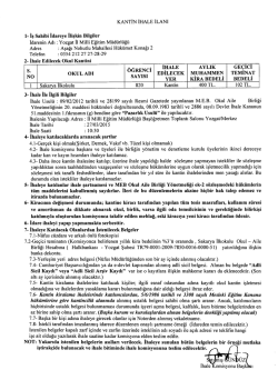 kantin ihale - Yozgat İl Milli Eğitim M&uuml;d&uuml;rl&uuml;ğ&uuml;