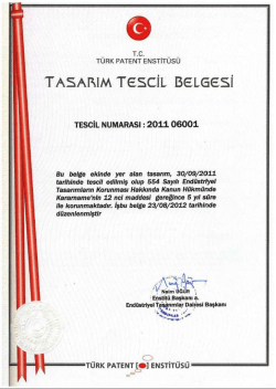 Tasarım Tescil Belgesi