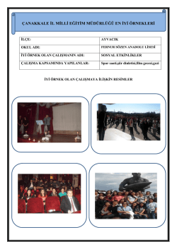 Sosyal Etkinlikler Projesi - &Ccedil;anakkale İl Milli Eğitim M&uuml;d&uuml;rl&uuml;ğ&uuml;