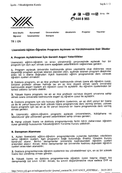 Lisans&uuml;st&uuml; Eğitim-&Ouml;ğretim Programı A&ccedil;ılması ve Y&uuml;r&uuml;t&uuml;lmesine Dair