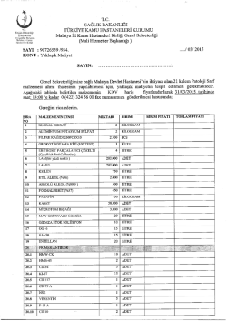 21 kalem Patoloji Sarf - Malatya İli Kamu Hastaneleri Birliği Genel