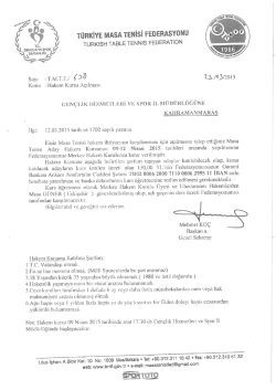 Kahramanmaraş - T&uuml;rkiye Masa Tenisi Federasyonu