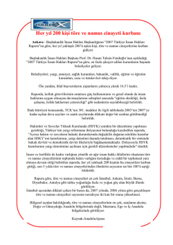 Her yıl 200 kişi t&ouml;re ve namus cinayeti kurbanı