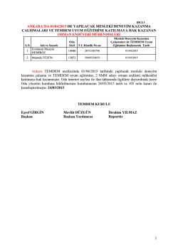 1 ankara`da 01/04/2015 de yapılacak mesleki deneyim kazanma