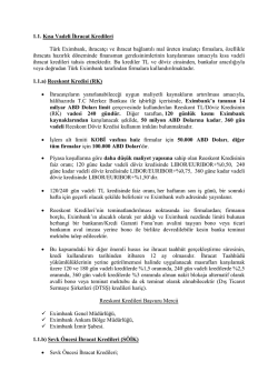 1.1. Kısa Vadeli İhracat Kredileri T&uuml;rk Eximbank, ihracat&ccedil;ı ve