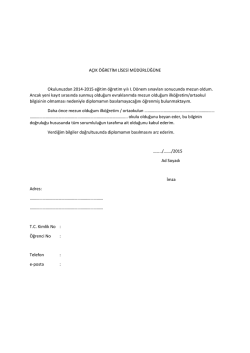 A&Ccedil;IK &Ouml;ĞRETİM LİSESİ M&Uuml;D&Uuml;RL&Uuml;Ğ&Uuml;NE Okulunuzdan 2014