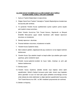 30.03.2015 tarihli Olağan Genel Kurul Gündemi