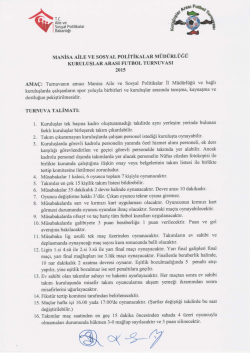 2-Turnuva Talimatı - Manisa Aile ve Sosyal Politikalar İl M&uuml;d&uuml;rl&uuml;ğ&uuml;