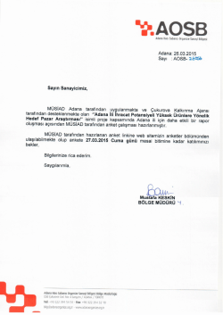 M&Uuml;SİAD ve &Ccedil;ukurova Kalkınma Ajansı`nın organizanize edeceği