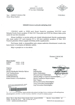 MERSİN vALİLİĞİ - Mersin Sağlık M&uuml;d&uuml;rl&uuml;ğ&uuml;