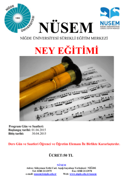 NEY EĞİTİMİ - Niğde &Uuml;niversitesi