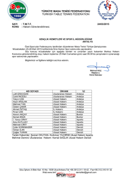 25-28 Mart 2015 &Ouml;zel Sporcular T&uuml;rkiye Şamp. Antalya/Kemer