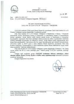 et ve et &uuml;r&uuml;nleri tebliğinde değişiklik yapılması hk.