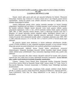 SOLGUNLUK HASTALIĞI (verticillium dahliae kleb) NA DAYANIKLI