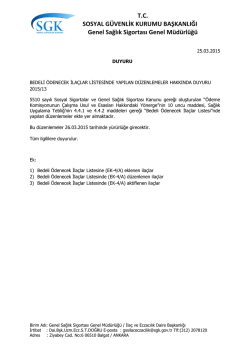 CACHEID=8376f879-fefb-41d8-b2fb-f4eef83114be;Bedeli &Ouml;denecek İla&ccedil;lar Listesinde Yapılan D&uuml;zenlemeler Hakkında