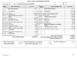 B&uuml;t&ccedil;e Uygulama Sonu&ccedil;ları Tablosu