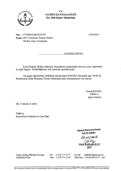 Sayı :47765844/300/3232732 . Konu: 2015 Yılı Kutlu Doğum Haftası