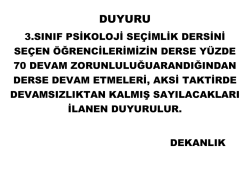 3.sınıf psikoloji se&ccedil;imlik dersini se&ccedil;en &ouml;ğrencilerimizin dikkatine