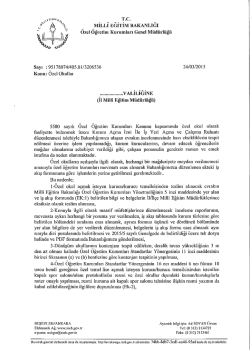 rc. MİLLİ EĞİTİM BAKANLIĞI - &Ouml;zel &Ouml;ğretim Kurumları Genel