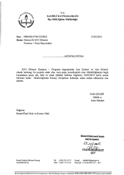 Sayı :99854834/740/3329025 Konu: Manisa İli 2015 D&ouml;nemi