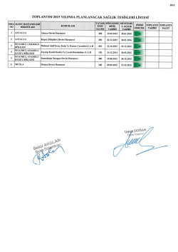 Ek-2 Toplantısı İleri Tarihte Planlanacak Sağlık Tesisleri