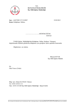 K&uuml;t&uuml;phane Haftası. - Banaz İl&ccedil;e Milli Eğitim M&uuml;d&uuml;rl&uuml;ğ&uuml;