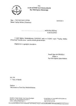 Tüm Resmi ve Özel Okul Müdürlüklerine