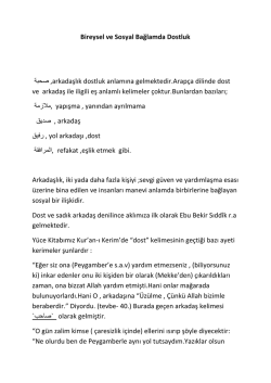 Bireysel ve Sosyal Bağlamda Dostluk ﺔﺑﺣﺻ ,arkadaşlık dostluk