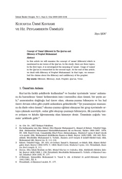 Kur`an`da &Uuml;mmi Kavramı Ve Hz. Peygamber`in &Uuml;mmiliği