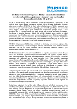 UNHCR, iki Iraklının Bulgaristan-T&uuml;rkiye sınırında &ouml;l&uuml;m&uuml;ne ilişkin