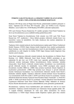 05 Mart 2015 Olağan Genel Kurul Toplantısı
