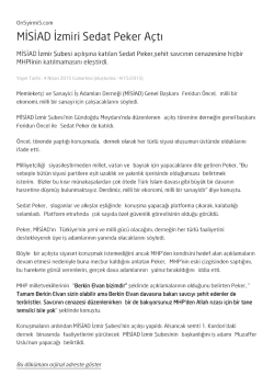 MİSİAD İzmiri Sedat Peker A&ccedil;tı