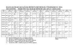 2014-2015 Bahar D&ouml;nemi Ara Sınav Programı
