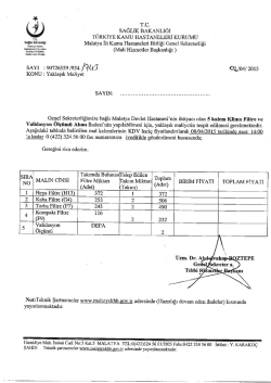 Klima Filtre - Malatya İli Kamu Hastaneleri Birliği Genel Sekreterliği