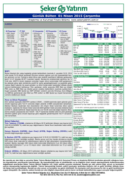 G&uuml;nl&uuml;k B&uuml;lten 01 Nisan 2015 &Ccedil;arşamba
