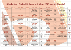 Aylık Yemek Men&uuml;s&uuml;