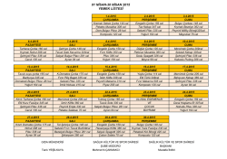 01 NİSAN-30 NİSAN 2015 YEMEK LİSTESİ