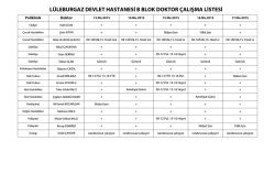 (Emniyet M&uuml;d&uuml;rl&uuml;ğ&uuml; Arkası) Hekim &Ccedil;alışma Listesi