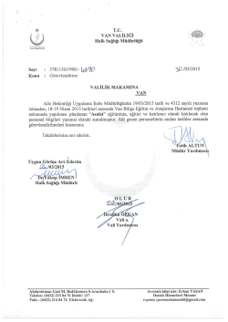 ı VAN vALİLiĞi - Van Halk Sağlığı M&uuml;d&uuml;rl&uuml;ğ&uuml;