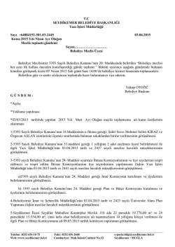 Nisan Ayı Meclis G&uuml;ndemi