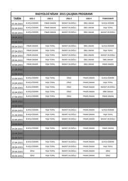 TARİH RADYOLOJİ NİSAN 2015 &Ccedil;ALIŞMA PROGRAMI