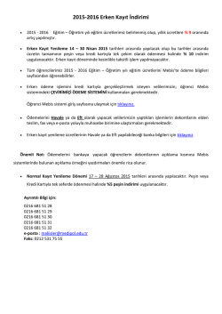 2015-2016 Erken Kayıt İndirimi
